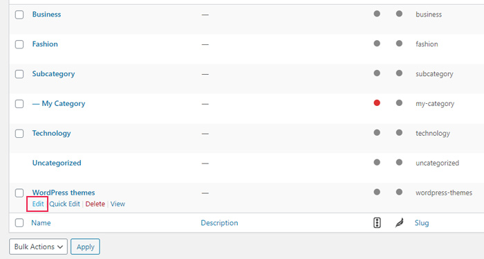 Edit Post Categories