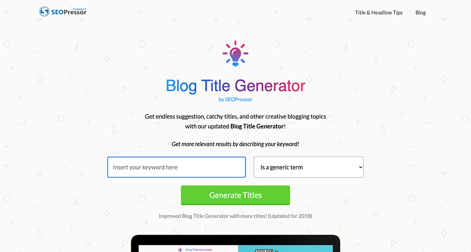 Blog Title Generator by SEOPressor
