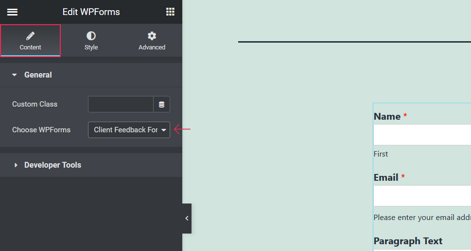 Qi WP Forms Content Tab