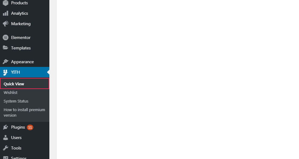 Quick View Admin Panel