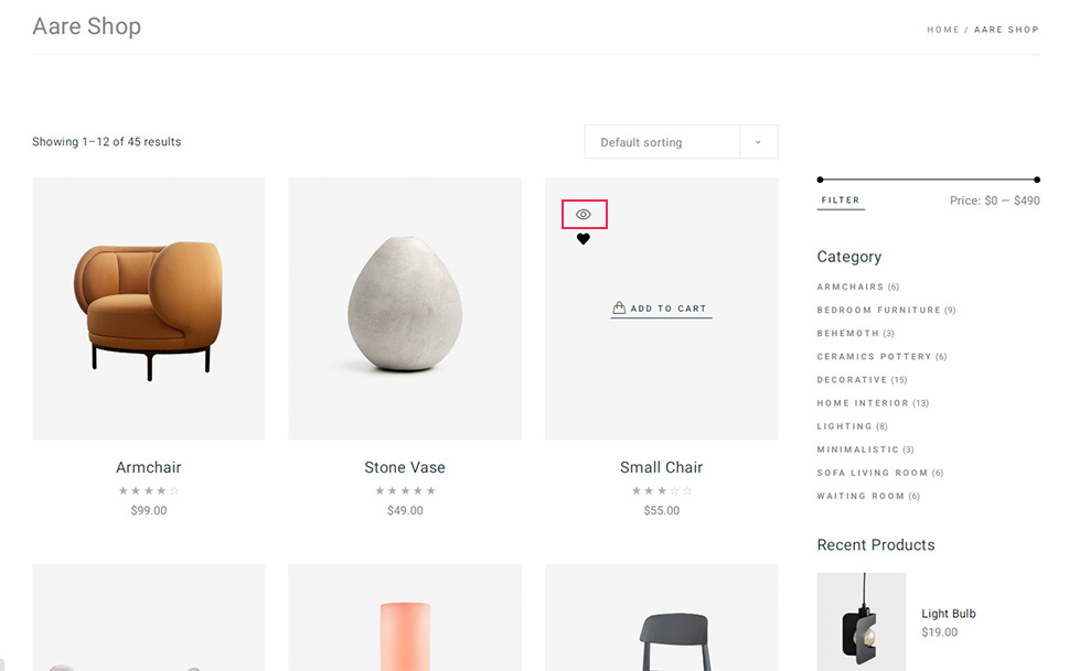 Quick View Icon Display