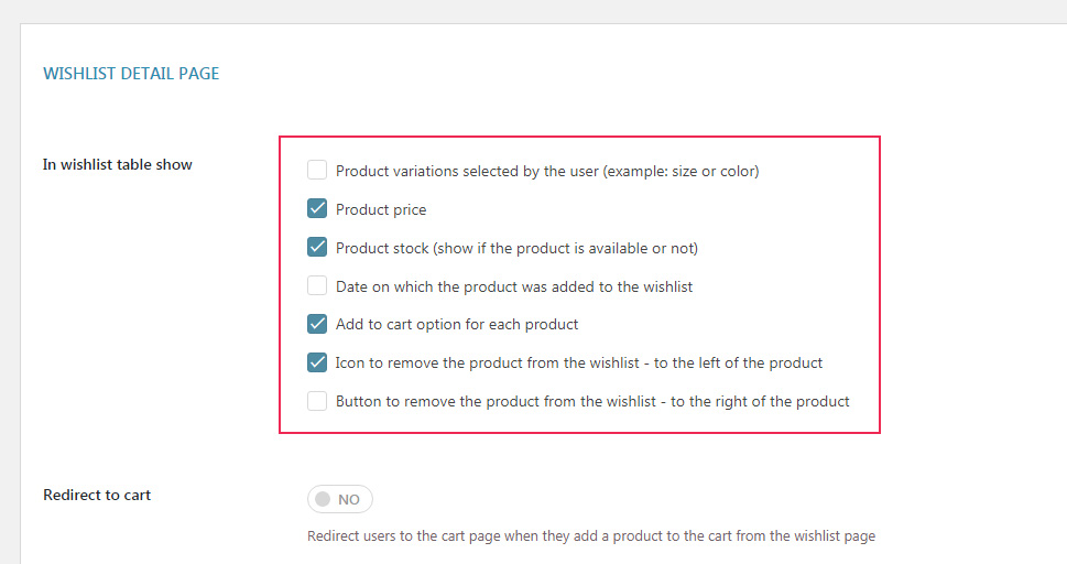Wishlist Detail Page